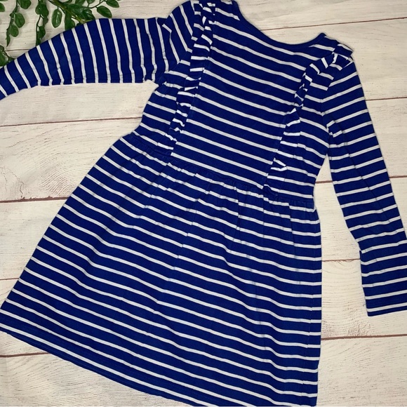 HANNA ANDERSSON Blue and white striped ruffled dress 4T 5T - Picture 5 of 11